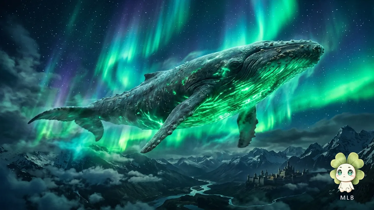 El Skywale nadando bajo la aurora sobre las montañas