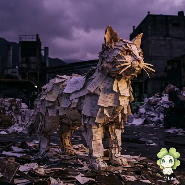 Gato de Papel — El Recortado. Alguien lo dibujó, lo tiró, y él decidió levantarse igual.